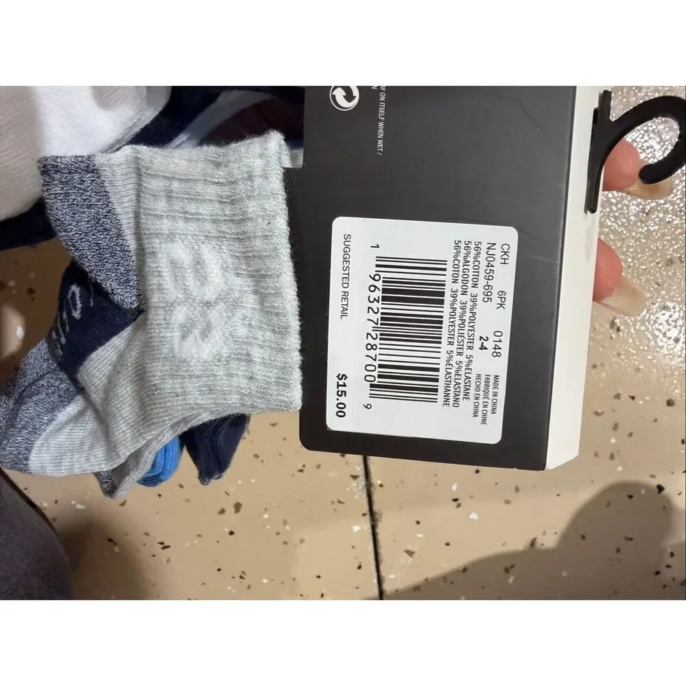 #616. Jordan Toddler Obsidian 6Pk Core Jumpman Ankle Socks 2-4T kids